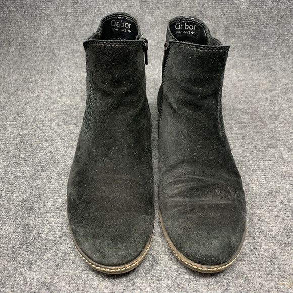 Gabor Shoe Boot Leather Suede Women Sz UK 6  US 8.5 Black Low Stack Heel - Picture 7 of 12